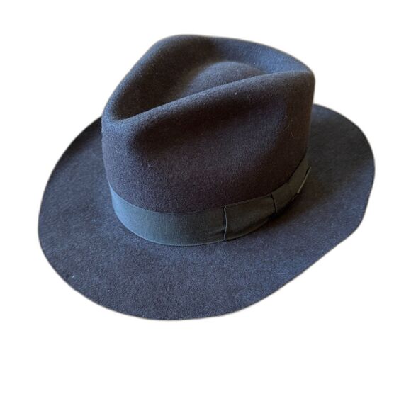 VINTAGE INDIANA JONES FEDORA 100% WOOL FELT HAT - Picture 1 of 6